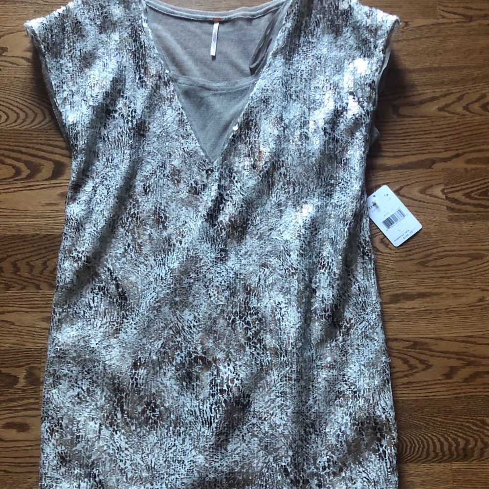 Free People metallic sequin mini dress -NWT